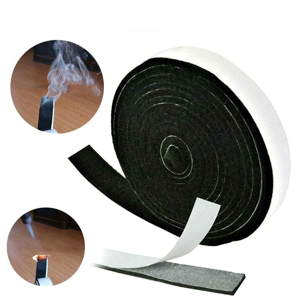 1Roll Fire Resistant Fibre Sealing Tape High Heat Barbecue Smoker Gasket BBQ Door Lid Grill Seal Adhesive Sealing Tape