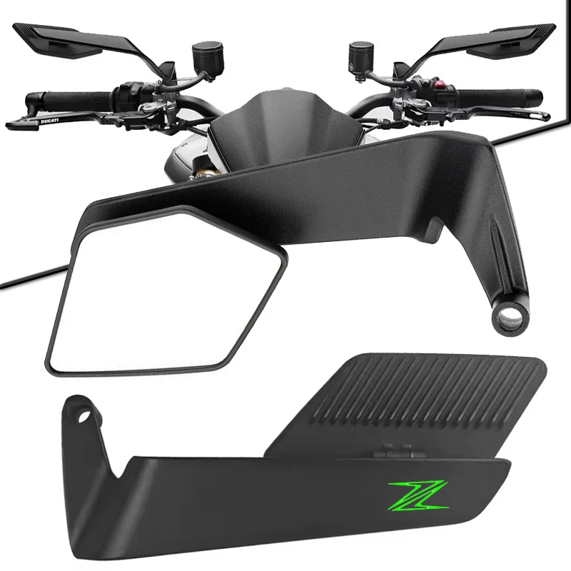 For KAWASAKI Z Z400 Z900 Z800 Z750 Z650 Z300 Z1000SX Motorcycle Mirrors Stealth Winglets Mirror Rotate Adjustable Mirrors