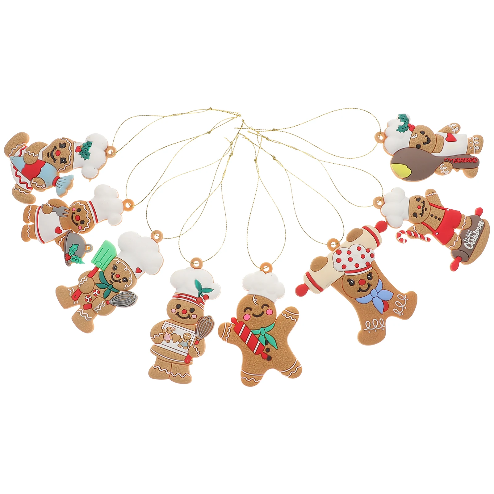 

8pcs Gingerbread Man Hanging Ornament Xmas Tree Decor Pvc Christmas Party Supplies Festive Holiday Decorations Reusable Tree