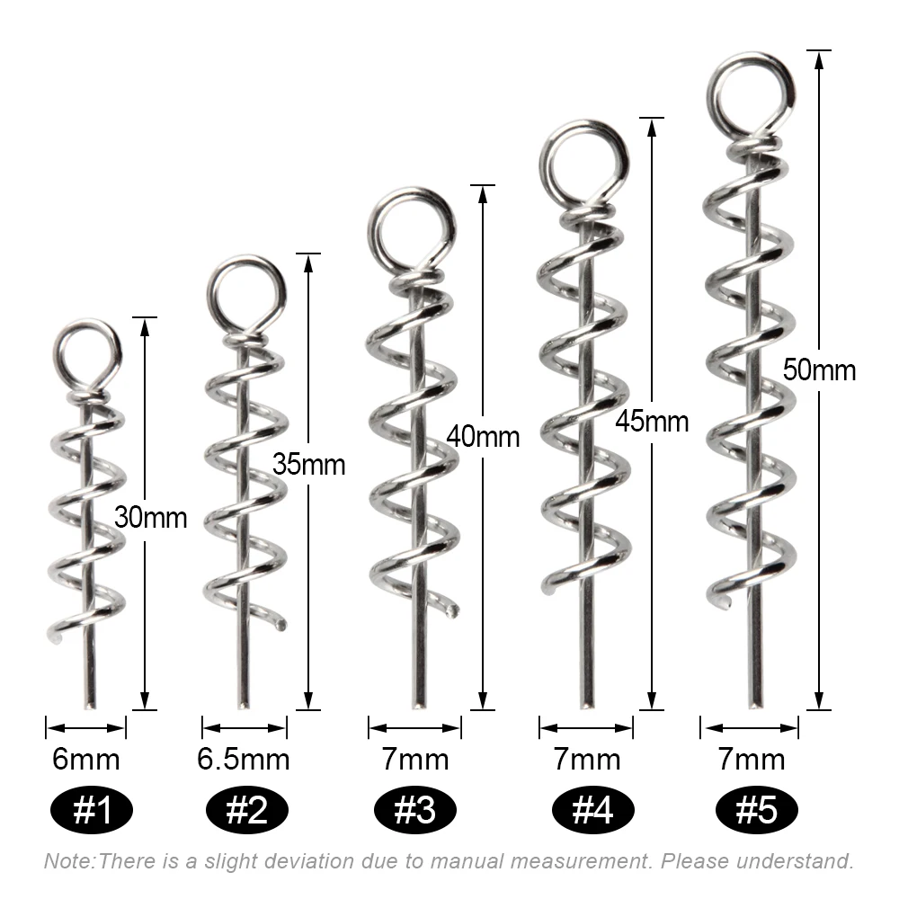 Spinpoler Fishing Bait Corkscrews Soft Lure Twist Lock Pin 3cm 4cm 4.5cm 5cm Strong Stainless Spin Shad Rigs Spring Accessories
