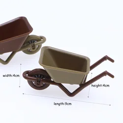 2Pcs Mini Plastic Simulation Cart Dollhouse Miniature Farm Elf Garden Gardening Tool Model Pocket Small Trailer Decoration