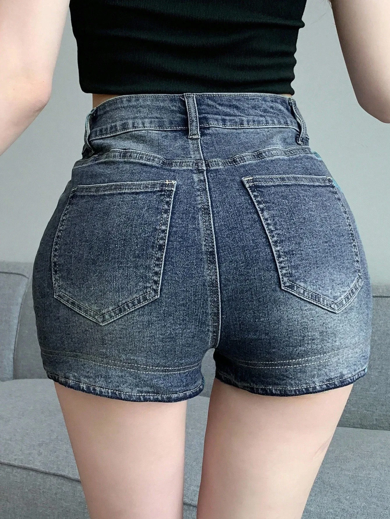Summer New Women's High-Waist Elastic Denim Shorts Sweet Girl Style Slimming Shorts High Waist Flared Mini Jeans Shorts шорты view 4