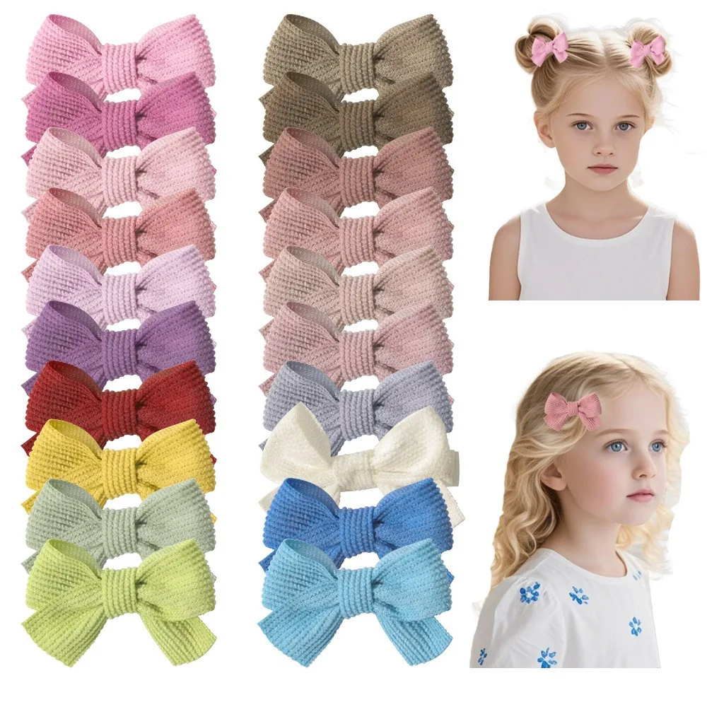 

Wholesale 200pcs Baby Girl 2" Corduroy Solid Bow Hair Clips Newborn Wrapped Barrette Kids Hair Accessories Bulk