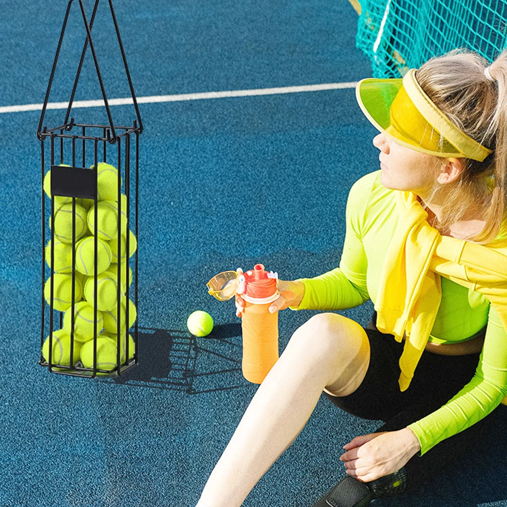 

Верхняя часть сборщика теннисных мячей с ручкой, 25 теннисных мячей/15 грузоподъемностью Pickleball для удобного переноски пиклбола