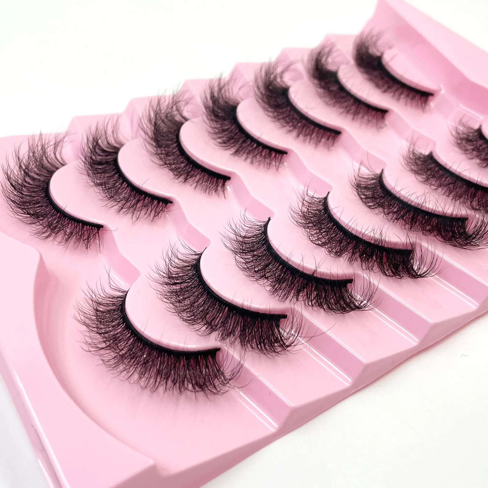 New 7 Pairs of Thick, 3D Simulation Mink Fur Fake Eyelashes Short, Dramatic Fake Eyelashes Wholesale Full Line Fake Eyelash Make