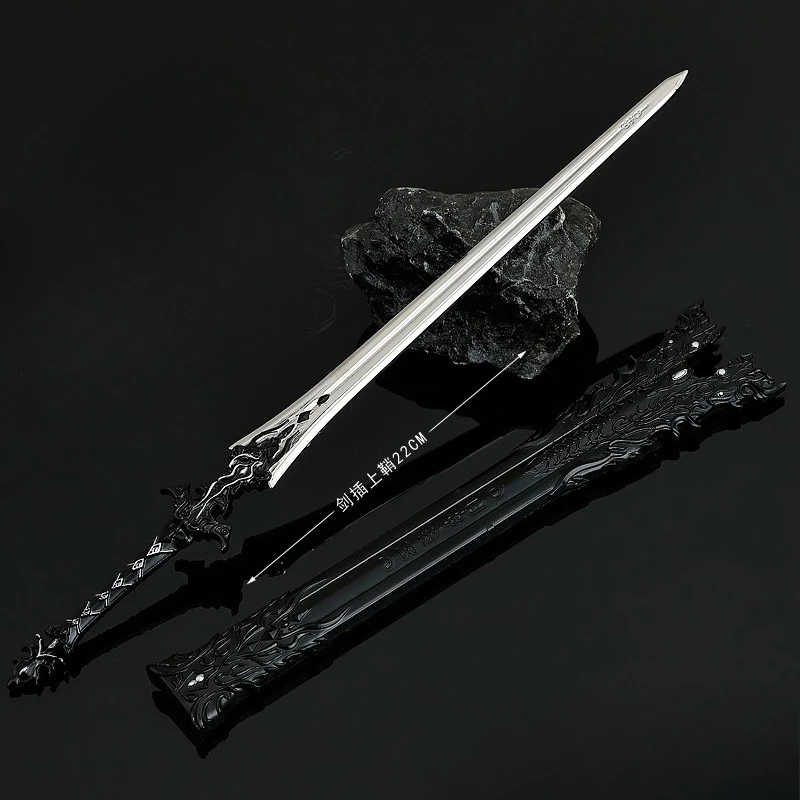 JX3 لعبة على الانترنت السيف الطرفي لقمع الأسلحة المعدنية الشريرة نموذج مع Scabbard تأثيري الدعائم الحلي الهدايا ألعاب للأولاد