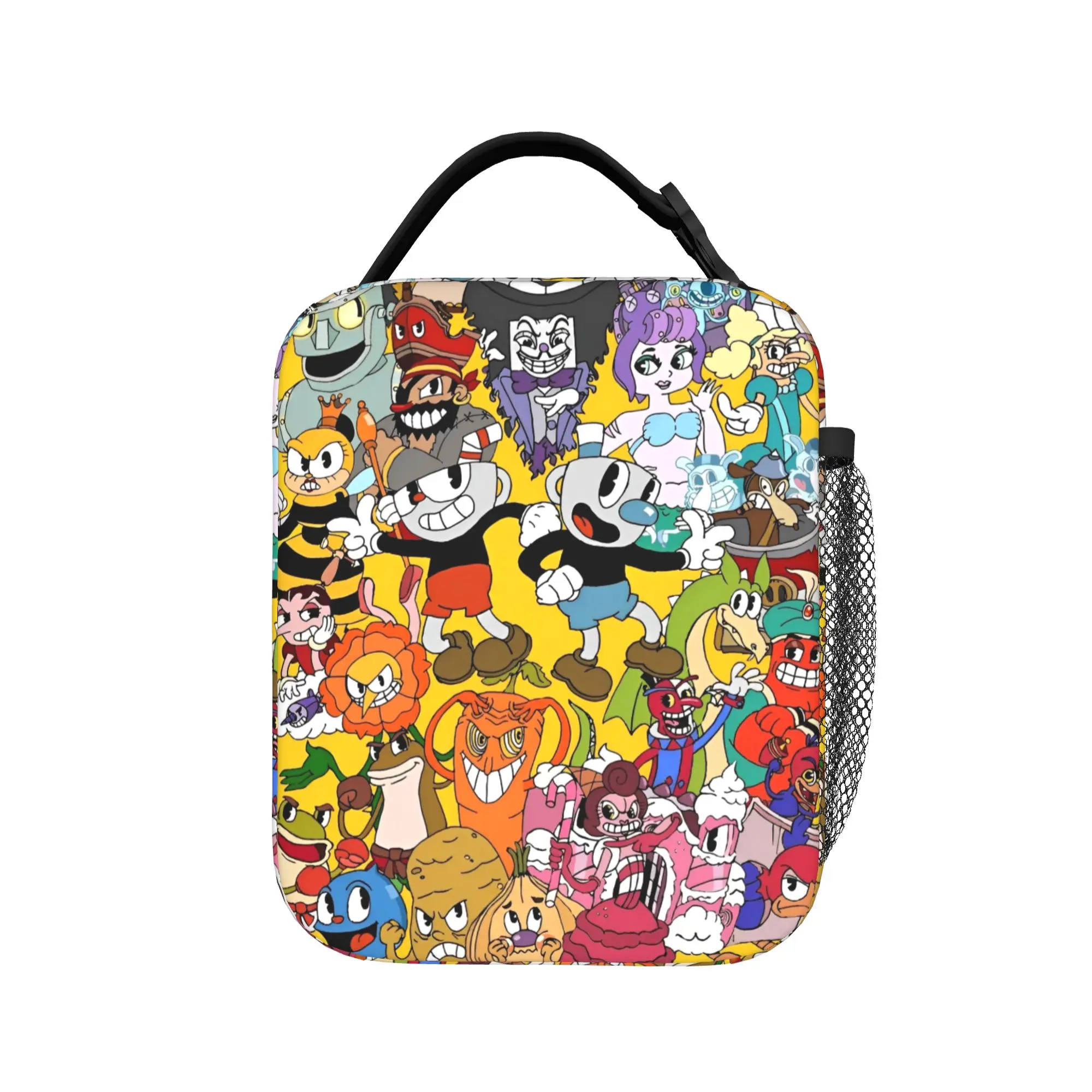 Cupheads and Mugman Insulated Lunch Bags Leakproof Video Game Reusable Cooler Bag Tote Lunch Box College  Picnic Food Handbags