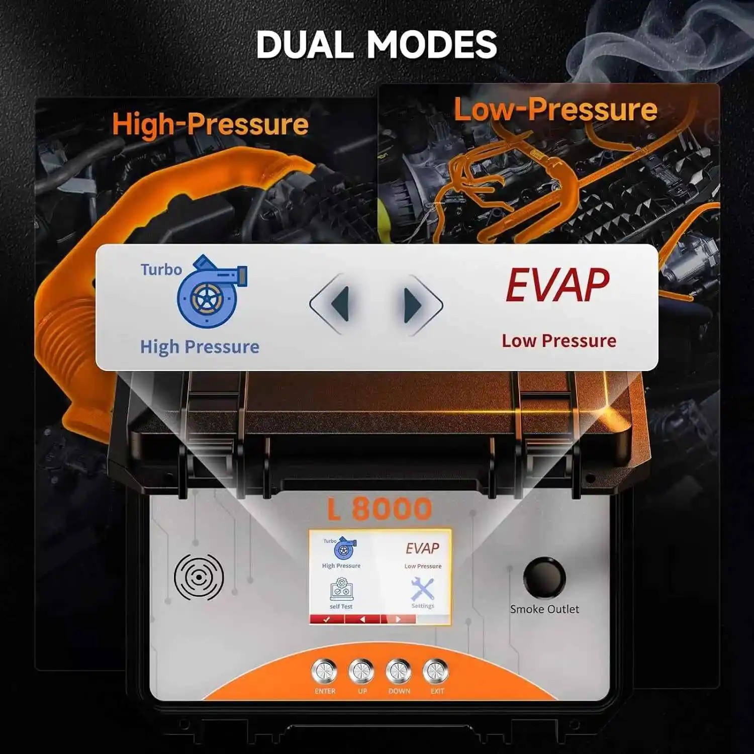 ANCEL L8000 Automotive Smoke Machine Dual Mode Diagnostic Leak Tester for EVAP&Turbo Systems Built-in Air Pump Diagnostic Tool