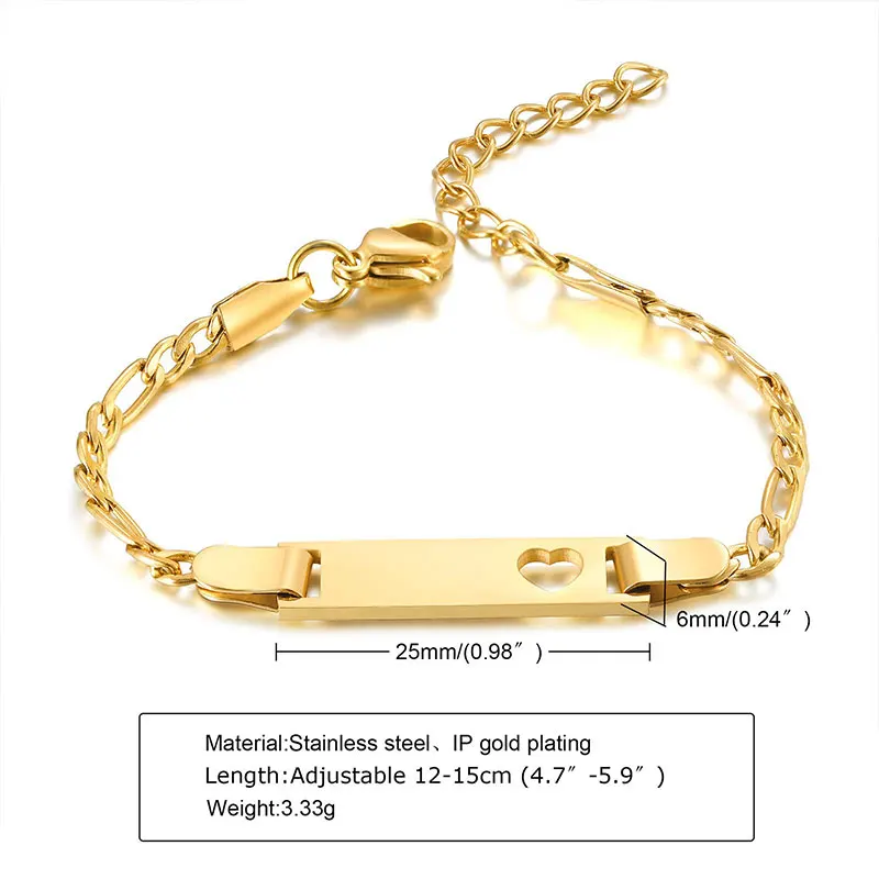 パーソナライズされた女の子男の子の名前誕生日ベビーブレスレット洗礼ギフト、カスタム中空愛ステンレス鋼低刺激性ブレスレット