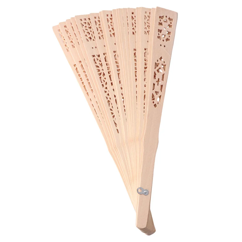 Vintage Folding Bamboo Original Wooden Carved Hand Fan  Chinese Antiquity Folding Wooden Fan Wedding Bridal Party 1pc