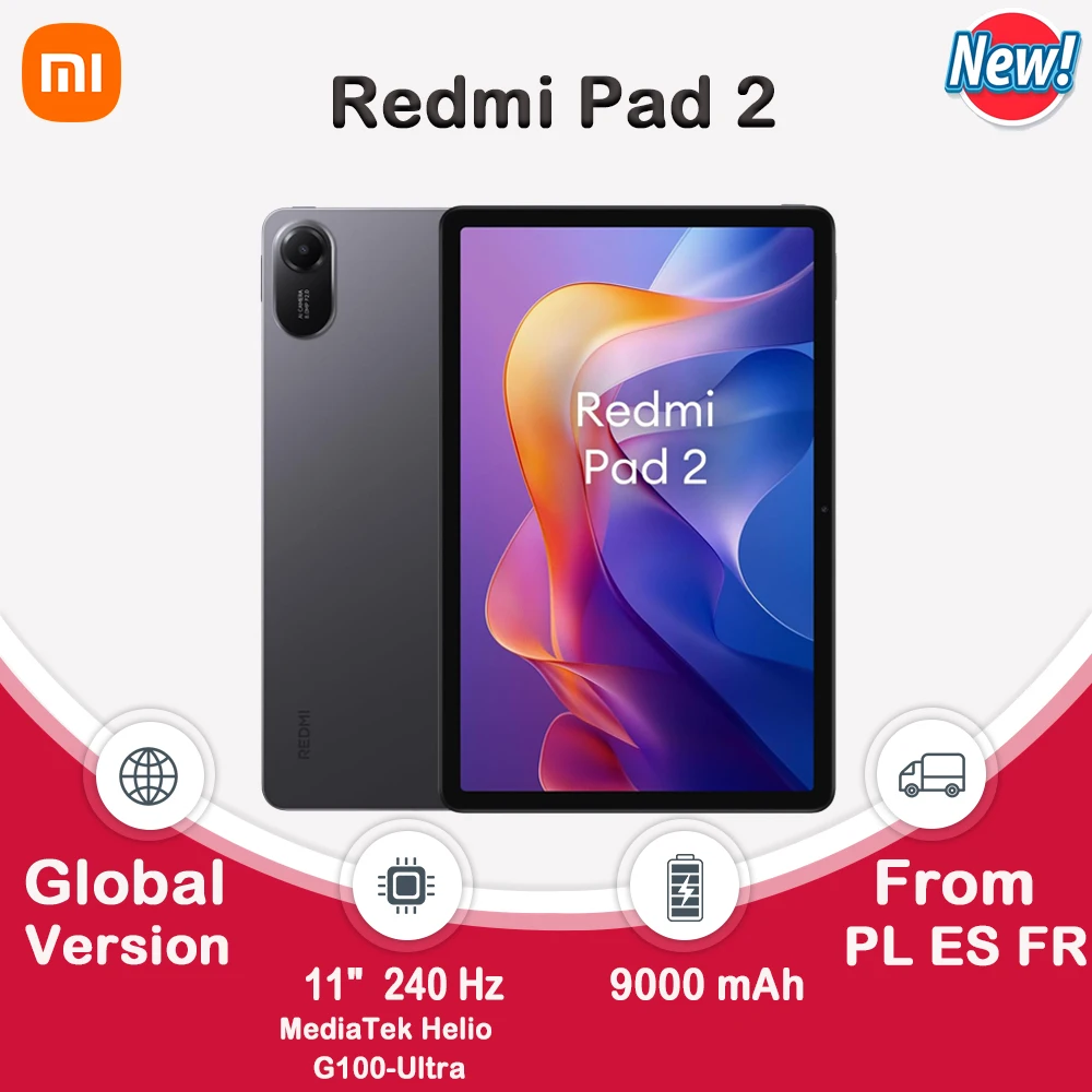 Xiaomi Redmi Pad 2 WIFI, 11 ", 90 Hz,MediaTek Helio G100-Ultra, Caméra 8 MP, 9 000 mAh