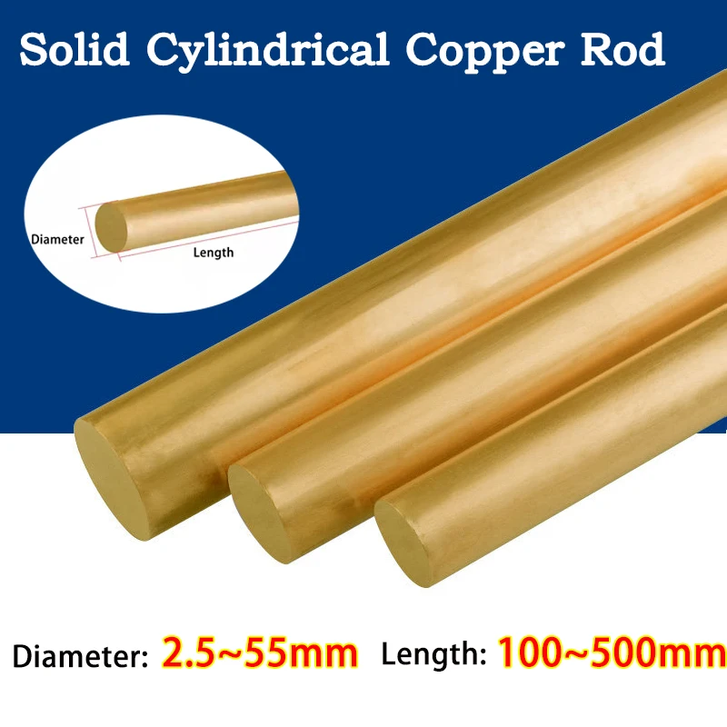 

Dia:2.5~55mm L:100~300mm Copper Bars Round Rods High-precision Solid Brass Rod Lathe Rods Suitable for Metal Handicrafts
