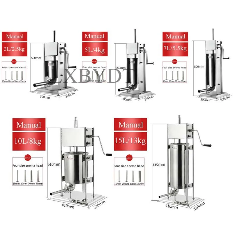 Sausage Stuffer Housemade Vertical Manual Stainless Steel Machine Sausage Maker Filling Sausage Syringe Filler Meat Maker