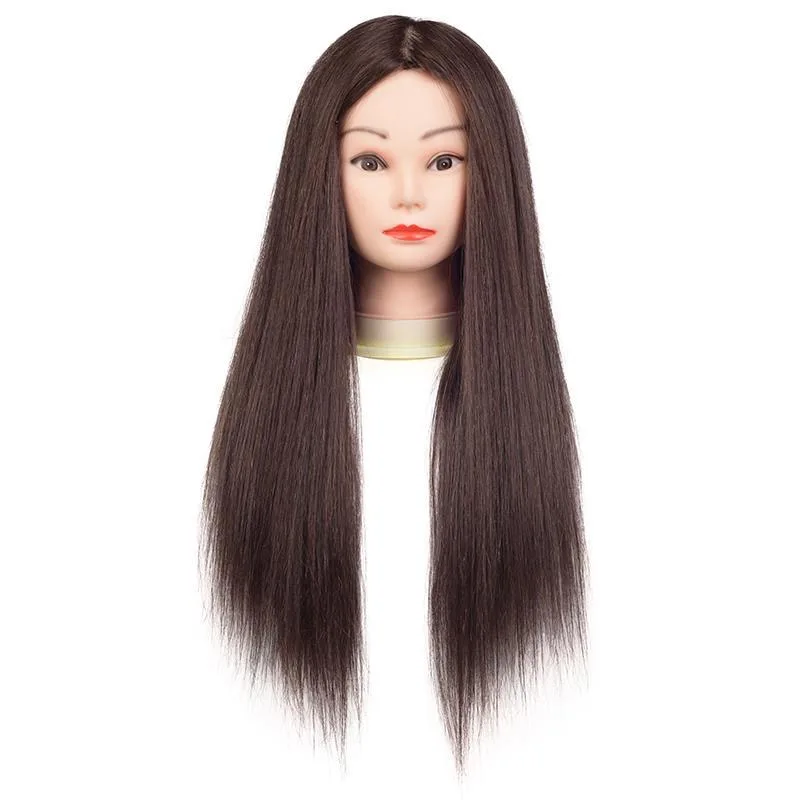 Tête de poupée modèle de tête ultraviolette, 100% vrais cheveux, faux modèle de tête humaine, tête de modèle d'apprentis, pratique de la embauet du repassage, 18 po