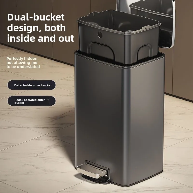 

Большая кухонная корзина из нержавеющей стали Capaci, ножная педаль, крышка для унитаза, бытовой мусорный бак, квадратный апей, 25 л