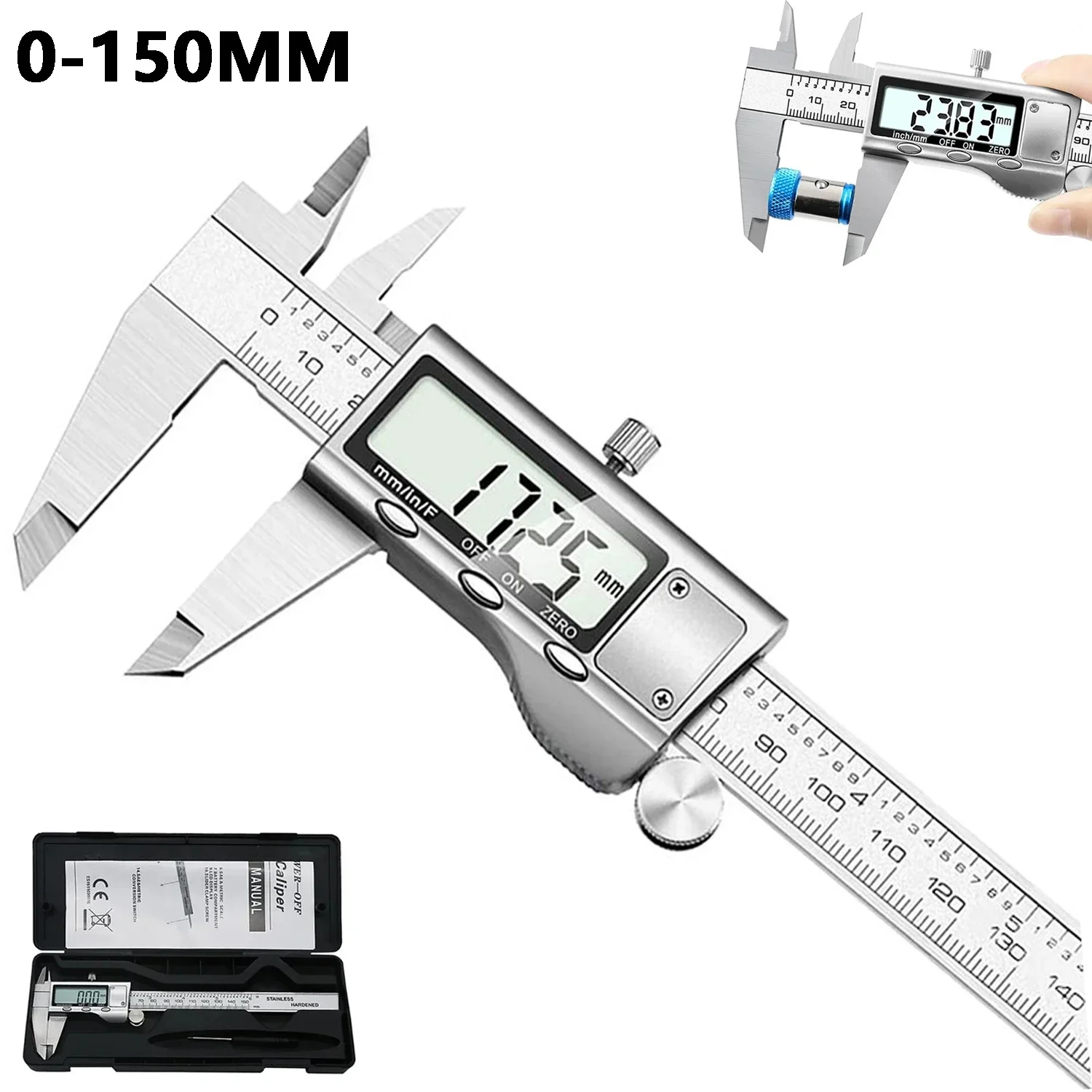 Digital Vernier Caliper Stainless Steel Caliper 0-150MM 6 Inch 0.01mm Digital Display Electronic Ruler Length Measuring Diy Tool