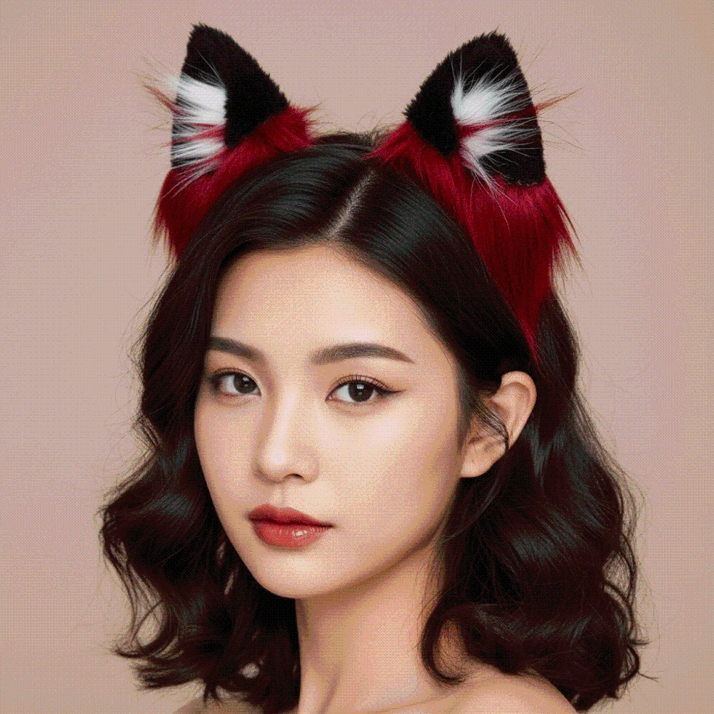 Lightweight Wolf Ears Headband Soft Plush Fluffy Texture Faux Fur Headwear Red Black Durable Wire Halloween Hair Hoop