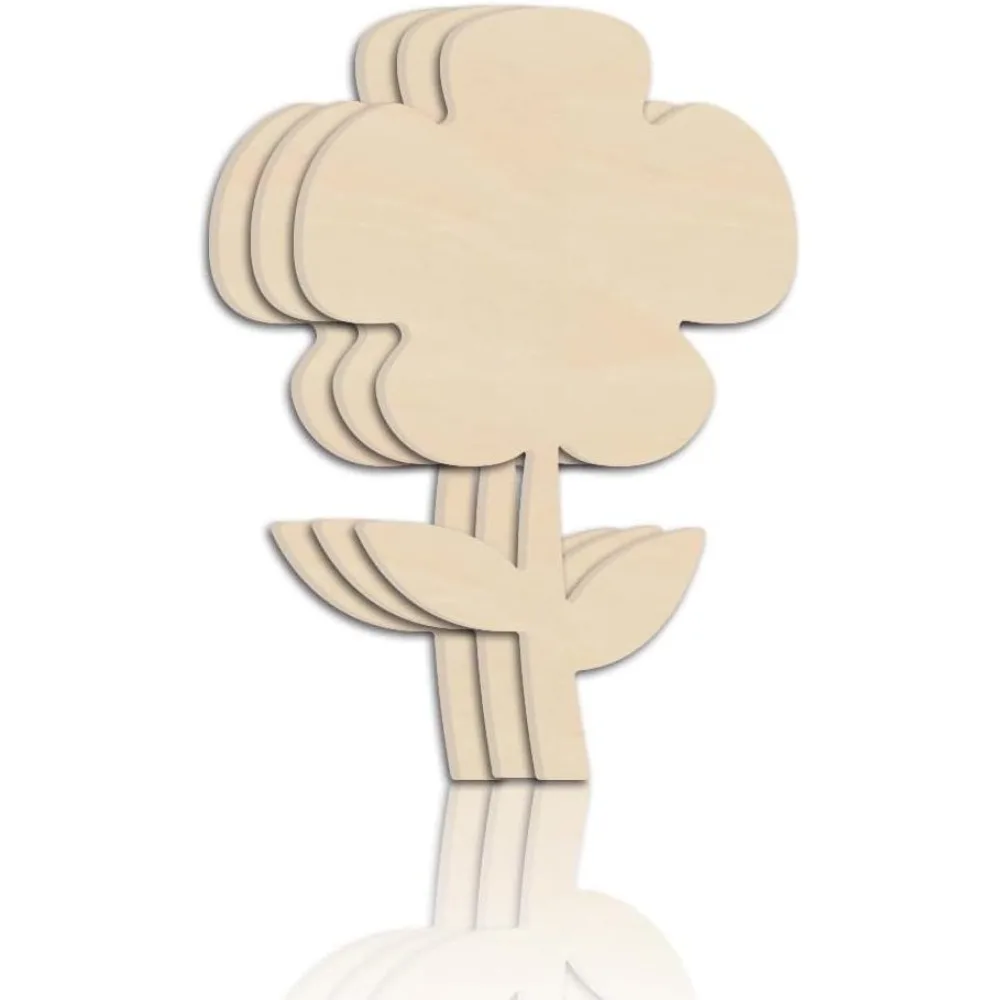 3Pcs Flower Wooden Cutouts Unfinished Wooden Plant Cutouts Wooden Pieces for DIY Wall Hangings Home Decor Wooden Signs