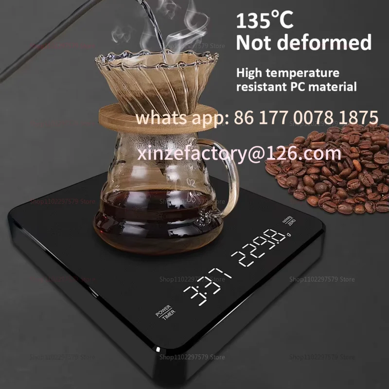 ميزان قهوة رقمي قابل للتخصيص من 0.1 جرام إلى 3 كجم مع مؤقت شاشة LED USB ميزان مطبخ عالي الدقة لخبز الإسبريسو #4