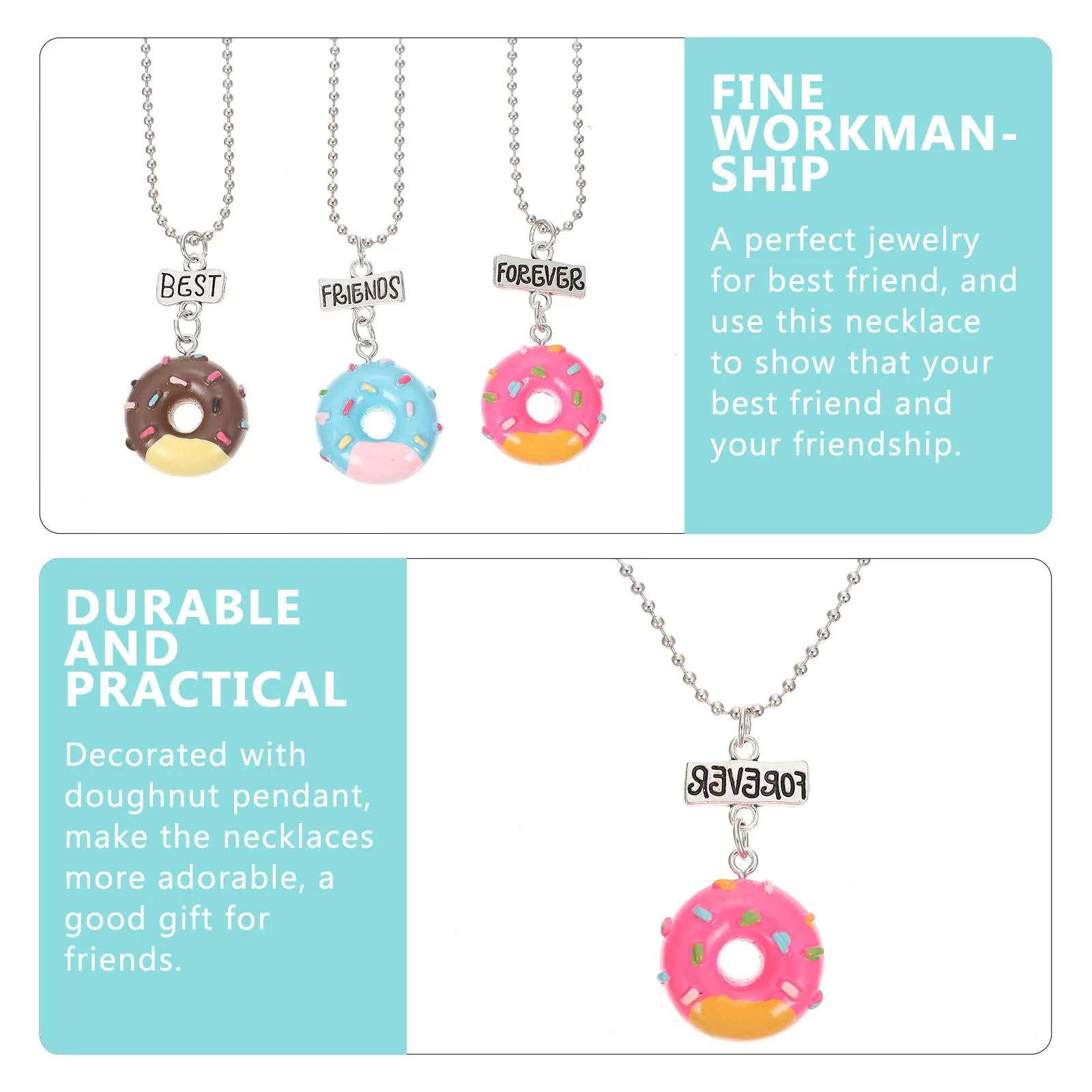 

9 Pcs Donut Necklace Couples Matching Friendship Jewelry for Girls Kids Best Friend Birthday Gifts Decorative Accessoriesfriend