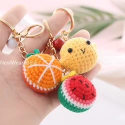 Creative Crochet Hamburger Car Keychains Sweet Knitted Donut Keyrings Handmaking Weaved Cute Keychains for Car Keys Accessories