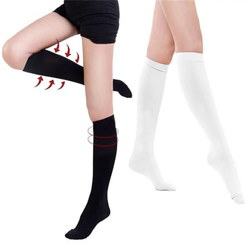 Fashion Knee High Compression Socks Stretchy Solid Color Leg Support Knee Sock Pain Relief Women Men
