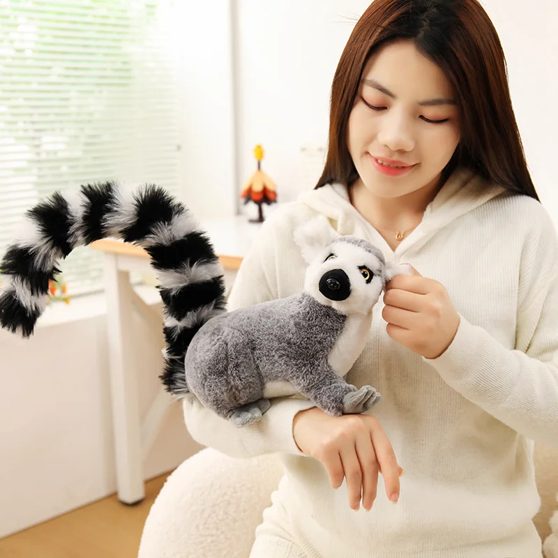

Плюшевая игрушка-лемур 25 см, мягкая реалистичная кукла-лемур с кольцевидным хвостом, украшение для дома, подарки
