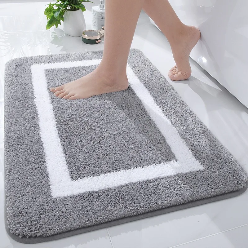 Olanly Soft Bathroom Plush Rug Absorbent Quick Dry Bath Mat Shower Pad Floor Protector Decor Non-Slip Living Room Bedroom Carpet