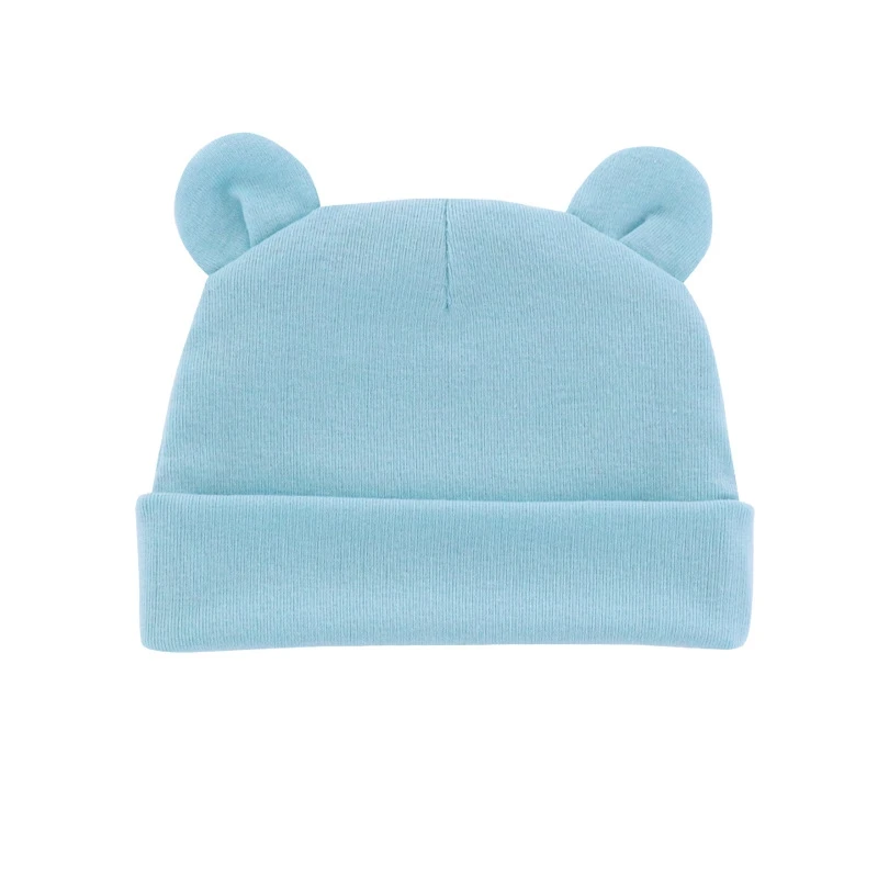 Newborn Baby Hat Bear Ears Infant Caps Cotton Hat Solid Color Hat Soft Toddler for 0-12 Months Baby Autumn Winter