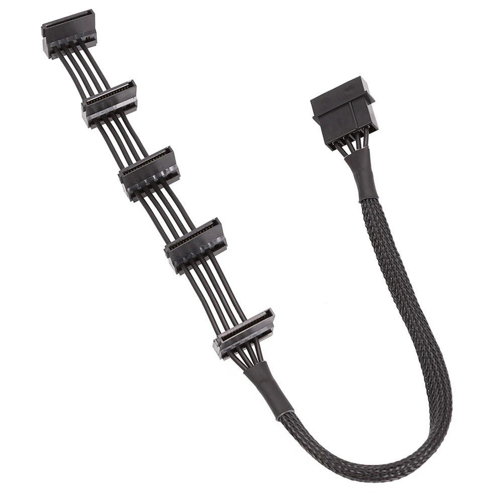 High Quality Practical Durable PC Server 4 Pins IDE Molex1 to 5 SATA Power Cable Adapter Splitter Cables 18AWG