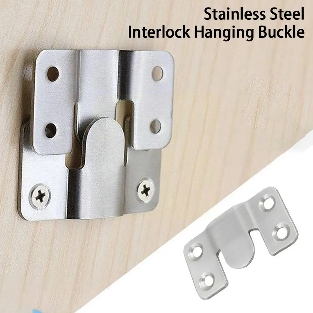 Stainless Steel Hook Buckles Hanger Picture Frame Photo Hardware Connecting Wall Hanging Flush Mirror Hooks Hanging Bracket Q6W7