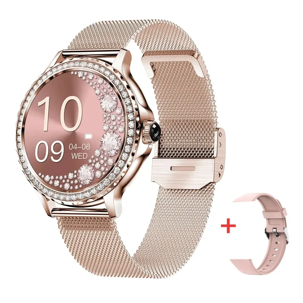 

Rosegold Smartwatch for Ladies Bluetooth Call 100+ Sports Modes Fitness Heart Rate Tracker DIY Dials Compatible with IOS Android