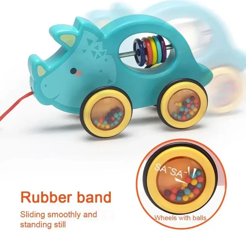 ベビーおもちゃ 木製車 ひも付き幼児用おもちゃ モンテッソーリ 動物 ひもおもちゃ 発達玩具 女の子 男の子 ギフト ウサギ カメ 恐竜