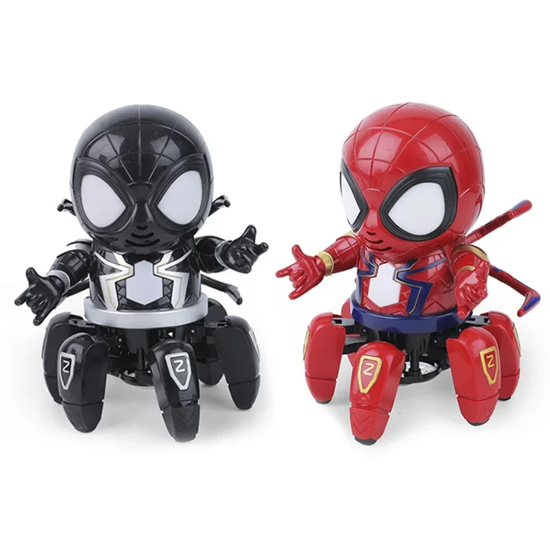 Spider Man Six Claws Octopus Dancing Robot Toys Children Funny Can Sing and Dance Musical Light Electric Toy Kids Birthday Gifts