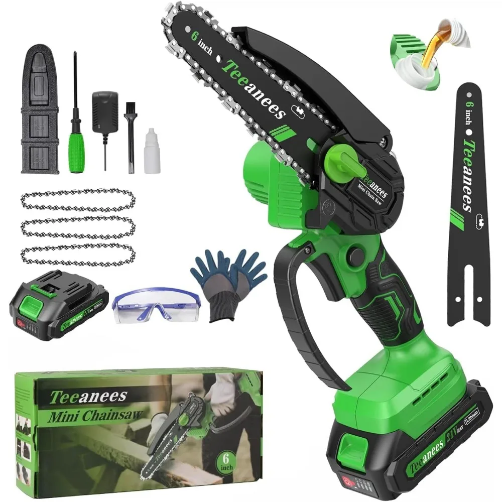 

6-дюймовая мини-аккумуляторная бензопила, питание от батареи для резки дерева и обрезки деревьев, идеальный садовый инструмент и подарок