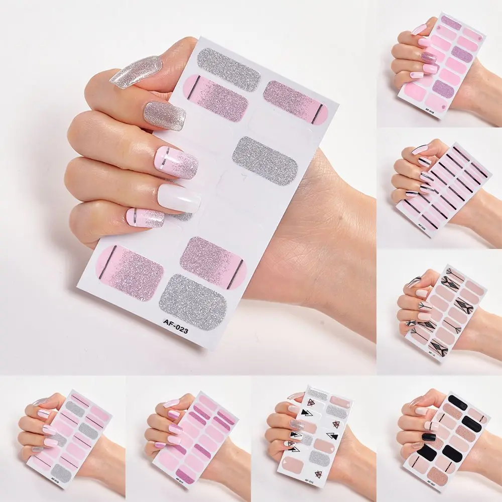 Shiny Pink Nail Stickers Self Adhesive Nail Wraps for Women Party Colorful Decor Stickers for Nails Manicure Set