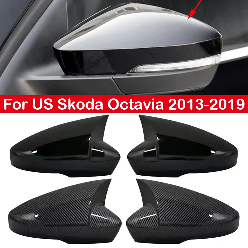 For US Skoda Octavia 2013-2019 For VW T-ROC 2017-2019 Car Rearview Side Mirror Cover Wing Cap Exterior Door Case Trim Sticker