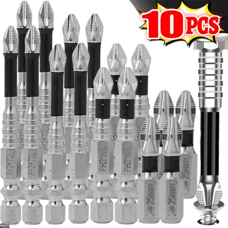 

1/10PCS Magnetic Screwdriver Drill Bit Non-slip High Hardness Bit Electric Screw Driver Hand Bit Strong Magnetic Cross Head Tool
