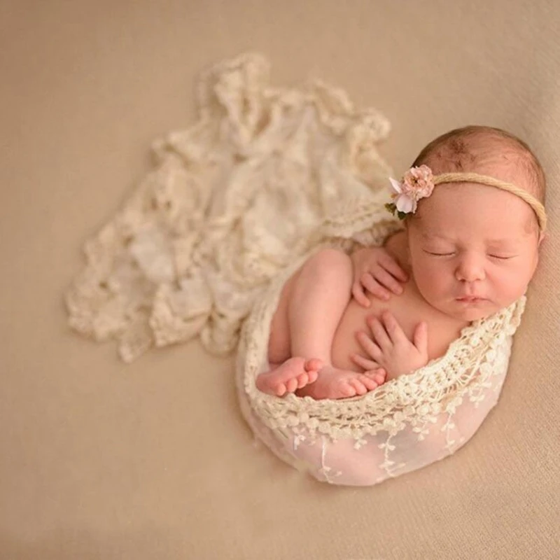 Newborn Photography Props Blanket Baby Photography Backdrop Lace Wrap Swaddling Photo Shooting Studio Accessies