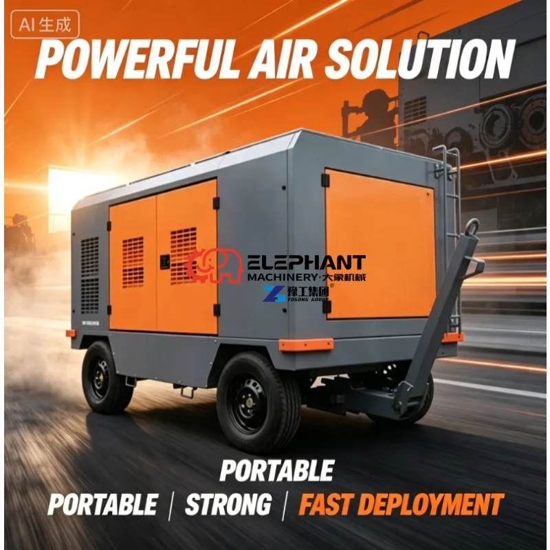 Hot Sale Portable Petrol Air Compressor for Road Works Durable Body Fit for Pneumatic Hammer and Cutting Tools