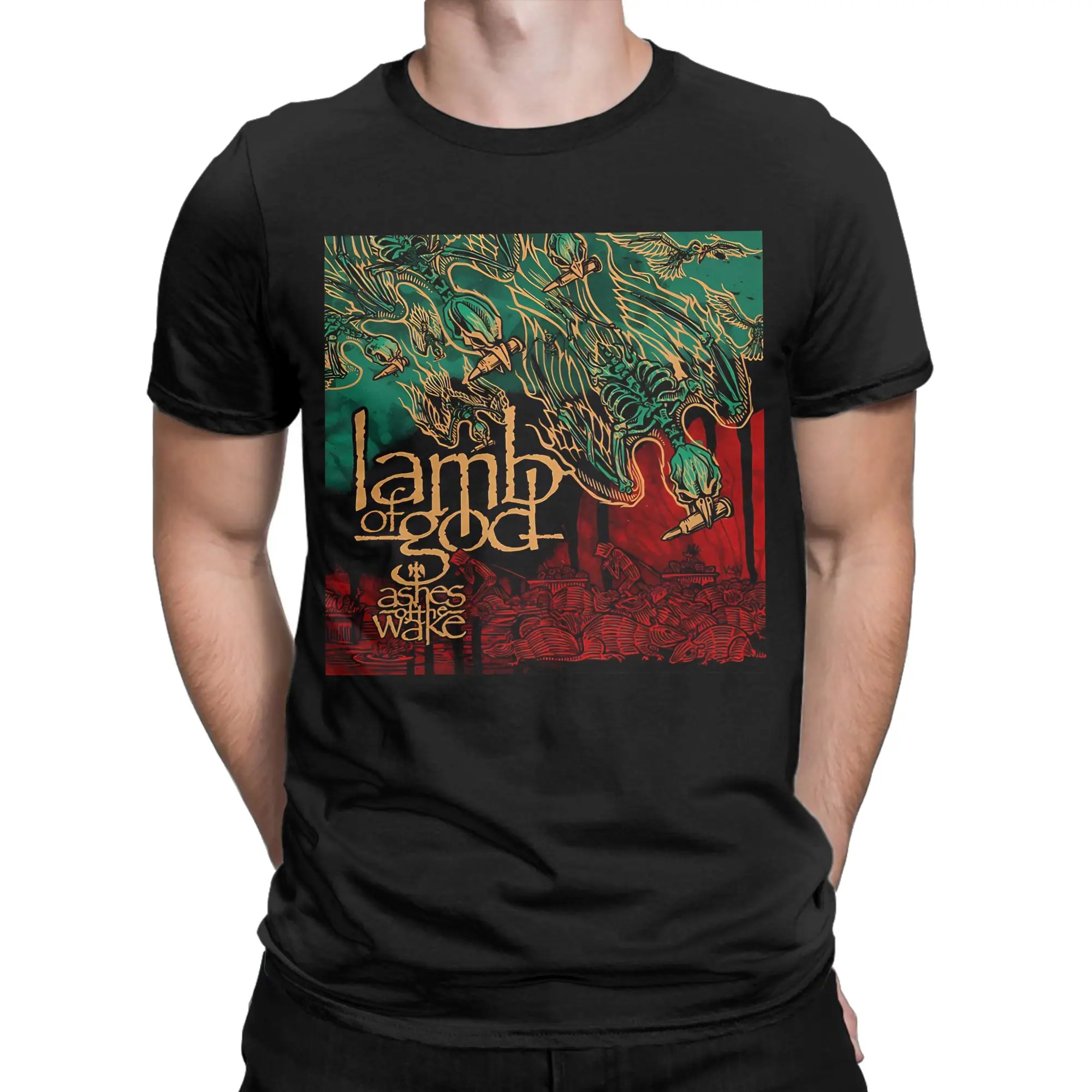 Lamb of God ashes of the wake  Essential Novelty Graphic 100% Cotton T-Shirt Lamb Of God Tees Tops For Men