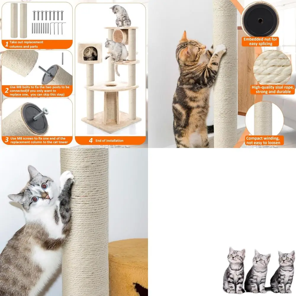 

8 упаковок сизалевых когтеточек M8 для кошачьих деревьев — сменные стойки для восхождения 15,7x3,1 с винтами для домашней мебели для домашних животных Protec