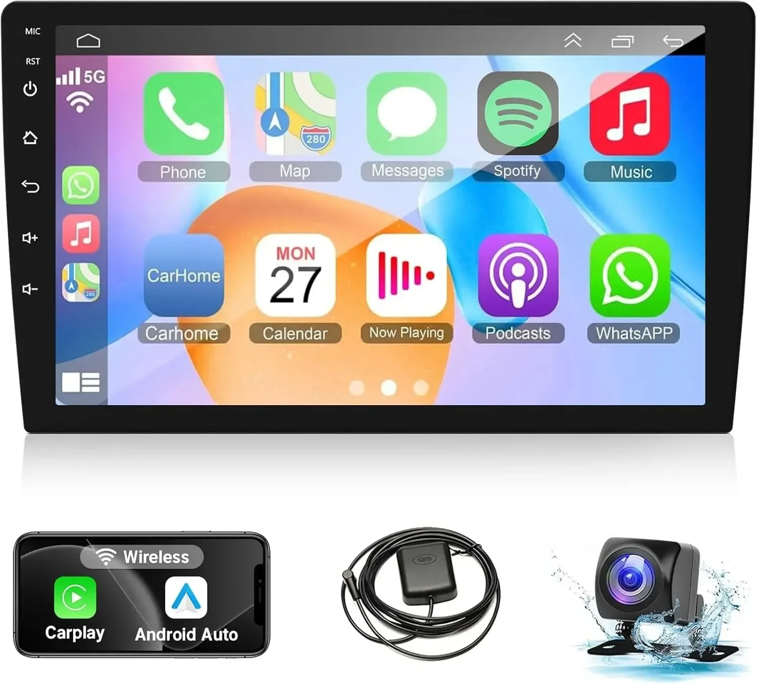 

9-дюймовый автомобильный стерео радио GPS Navi Car-play, совместимый с RAM GrandCaravan Android 13, встроенный беспроводной CarPlay GPS WiFi Bluetooth