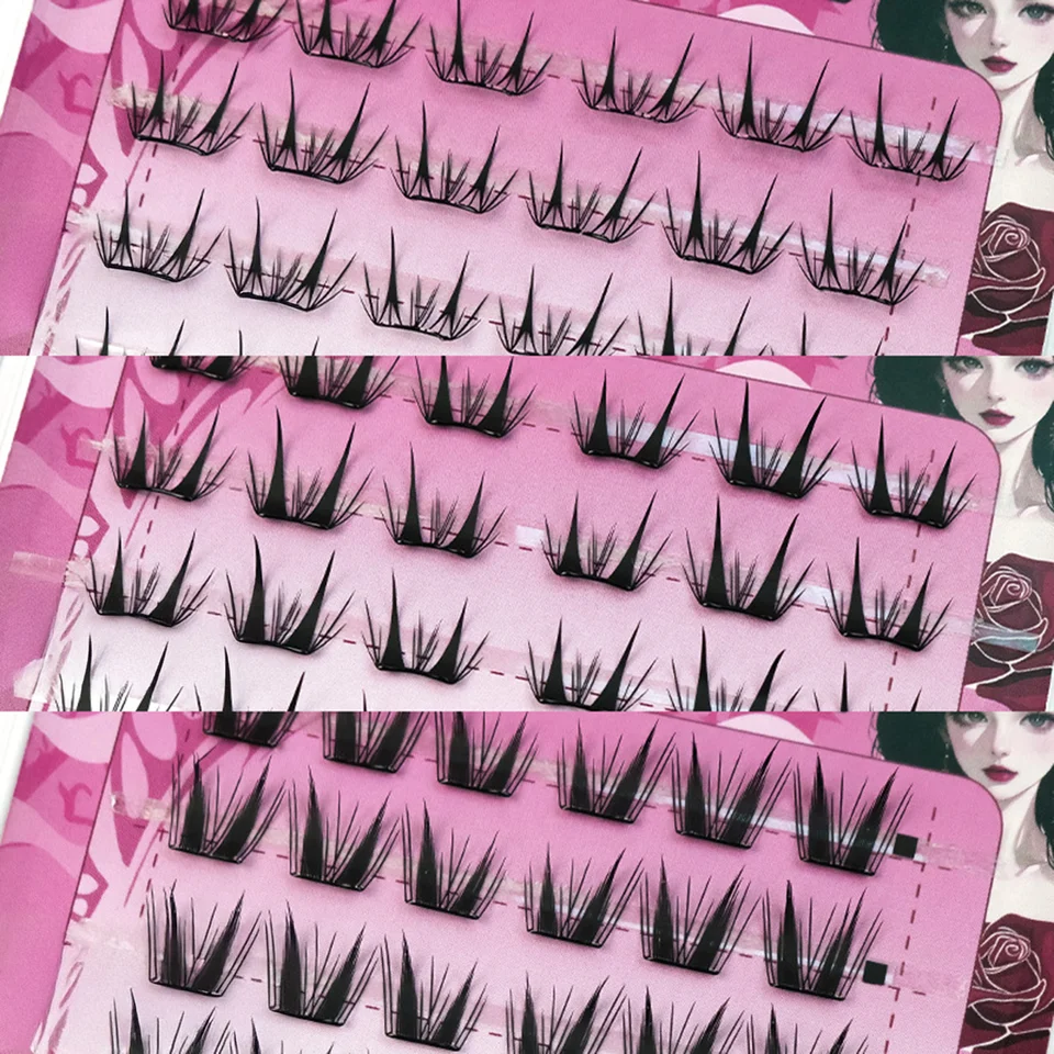 10 filas de pestañas postizas manga volumen, agrupadas, esponjosas, cómic, autoadhesivas, eleva tu look para cada ocasión 2