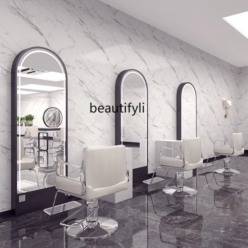 Barber Shop Single-Sided Wall Simple and Light Luxury Stainless Steel Hair Saloon Dedicated Double-Sided Hair Cutting Mirror