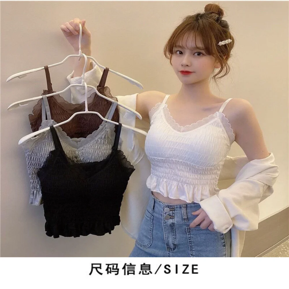 

V-Tie Camisole Skin Friendly Cushion Camisole Lace Camisole Vest Comfortable For Yoga Sleep Commuting