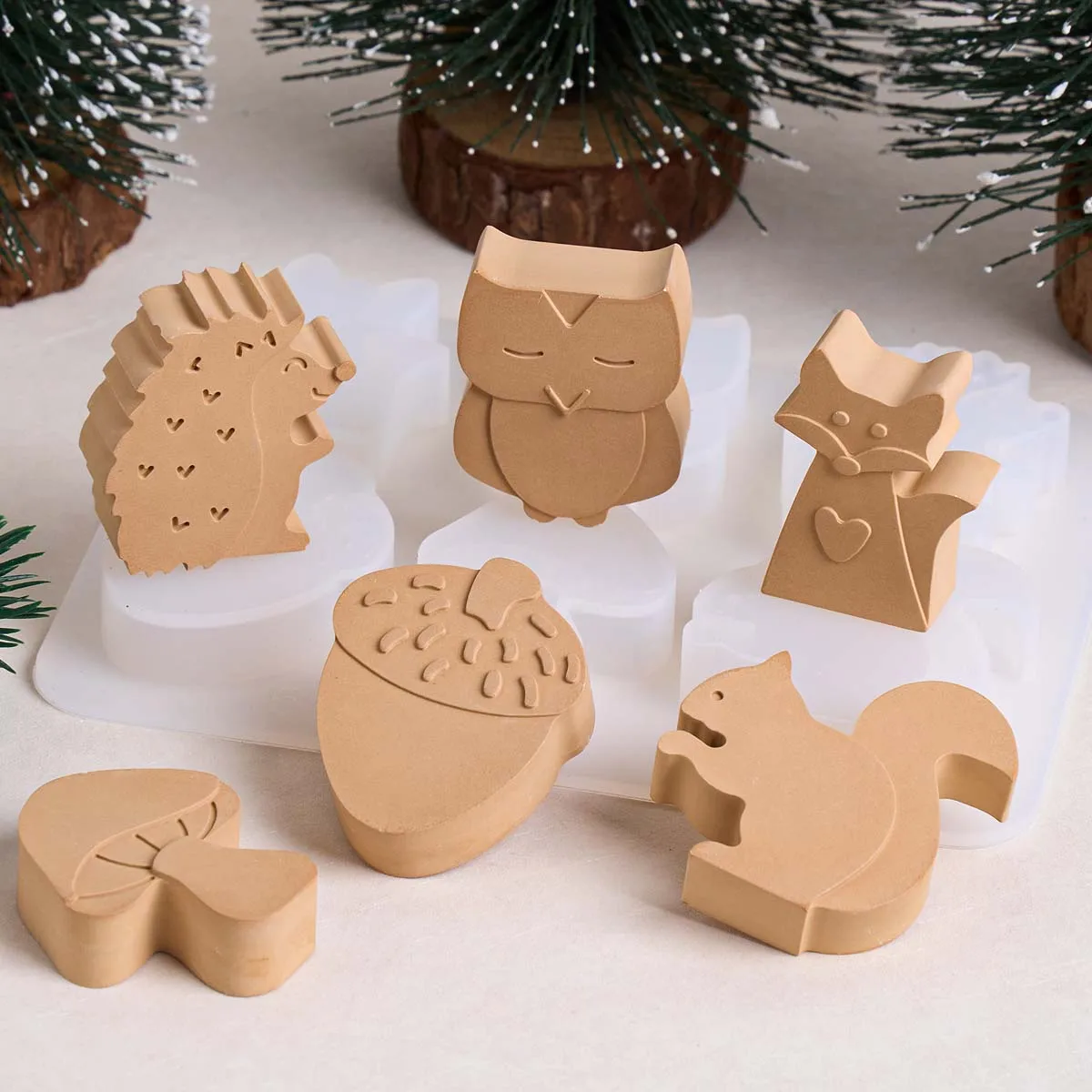 3D Animal Candle Silicone Mold DIY Home Decor Aromatherapy Soap Plaster Resin Molds Fox Owl Hedgehog Squirrel Craft Ornaments