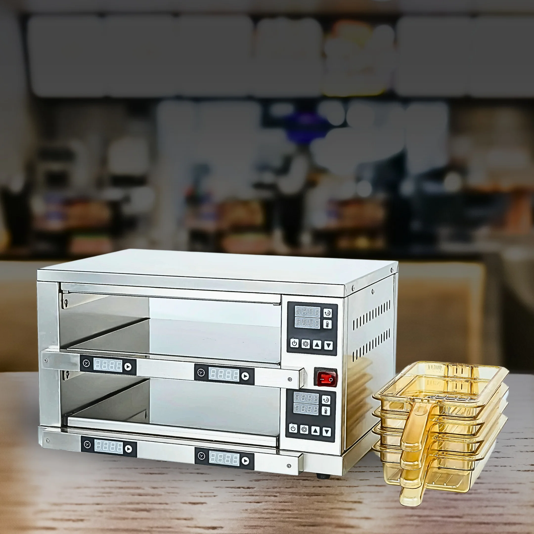Discount Bonanza 2 Layers Pans Catering Restaurant Service Stainless Food Warmer Pizza Easy To Operate