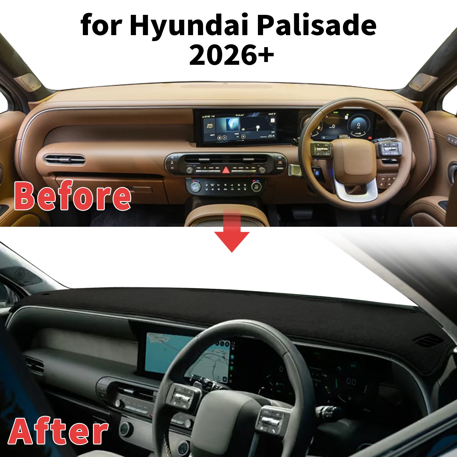 for Hyundai Palisade 2026 2027 Dashboard Cover Sun Shade Protector Dashmat Anti-Glare UV Block Carpet Mat Automotive Dash Mat