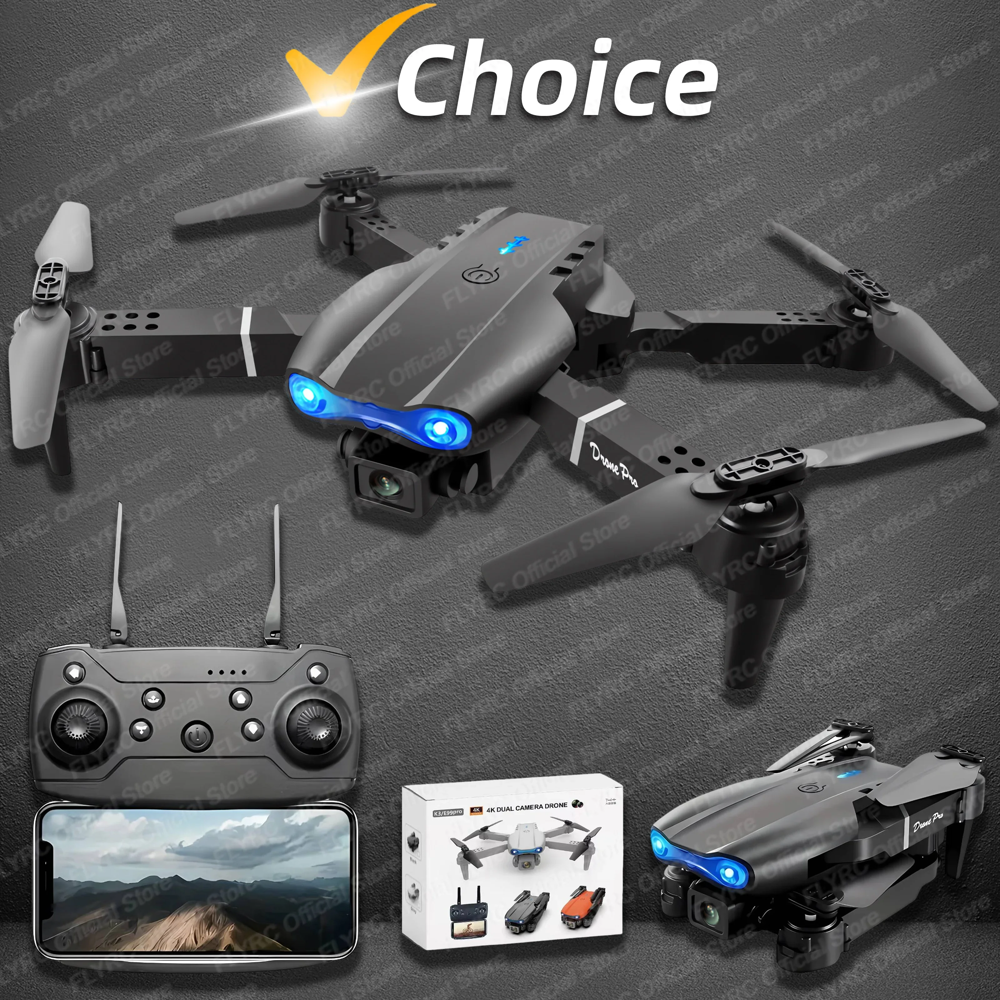 New MINI E99Pro RC Drone 4K Professinal With Wide Angle Dual HD Camera Foldable RC Helicopter 5G WIFI FPV Height Hold Apron Sell